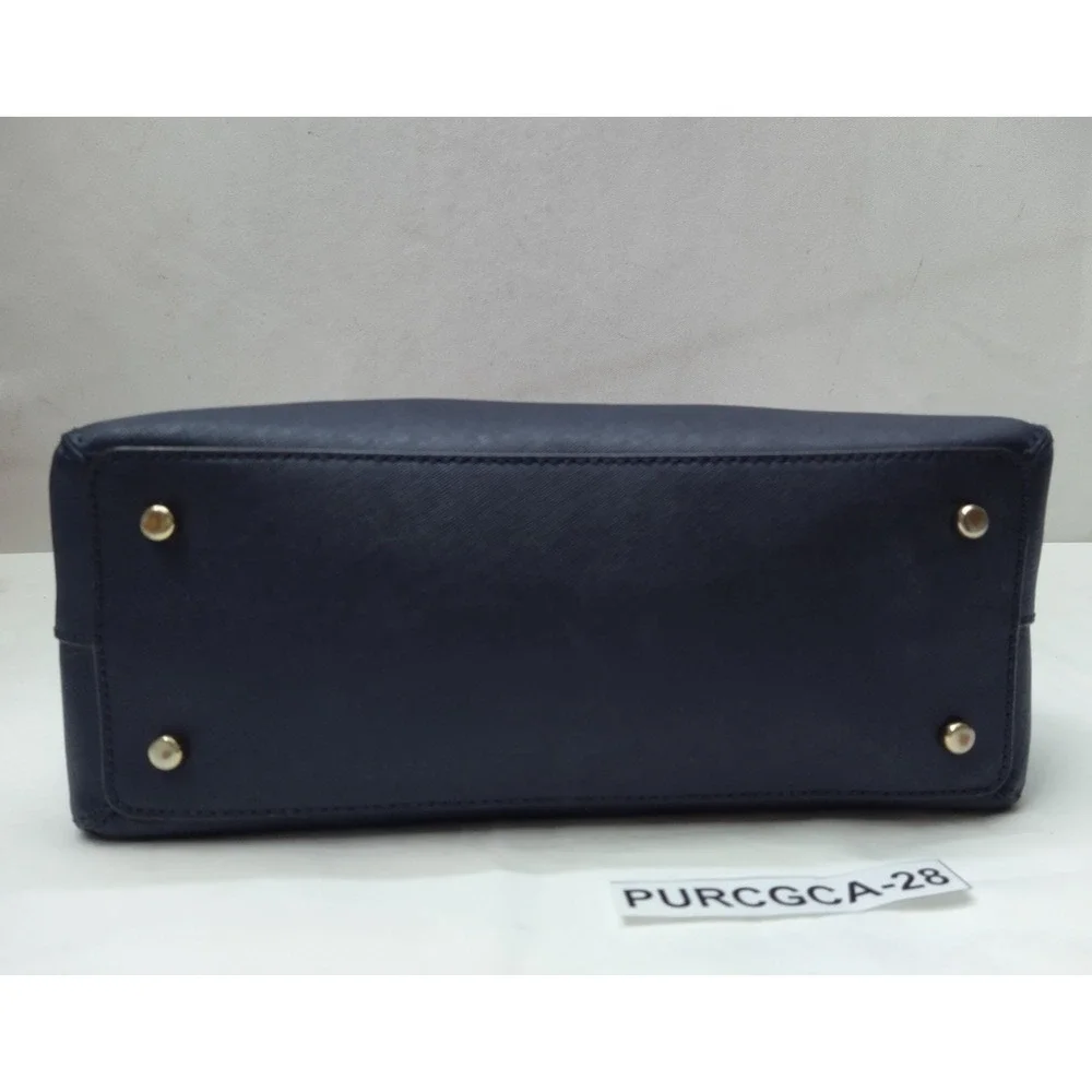 Kate Spade New York Midnight Blue Leather Double Handles Zipper Satchel Bag